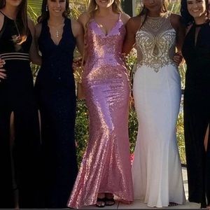 Pink sequin mermaid prom dress